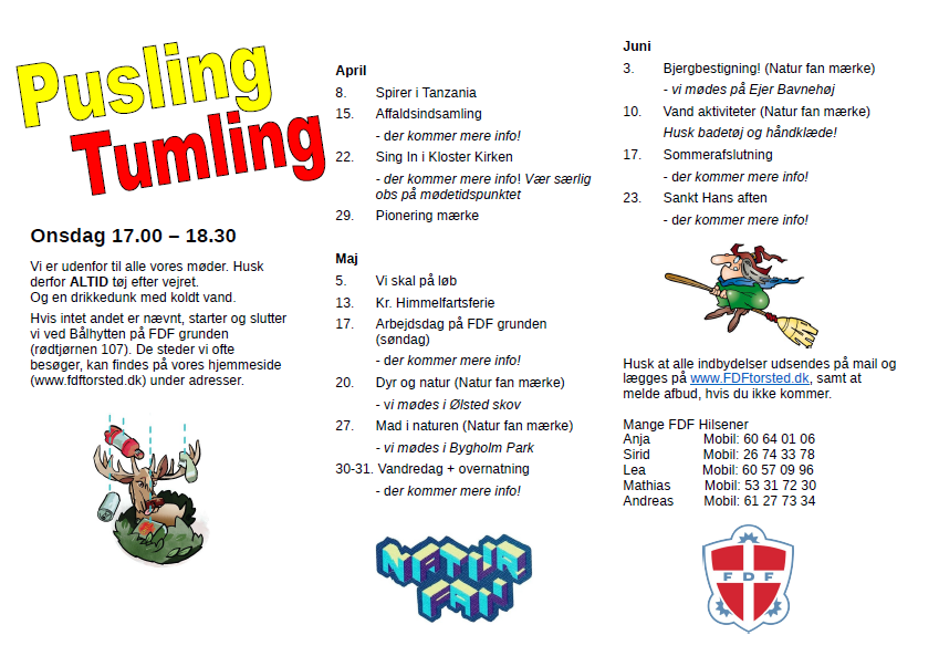 Puslinge tumlinge forår 2026 april juni