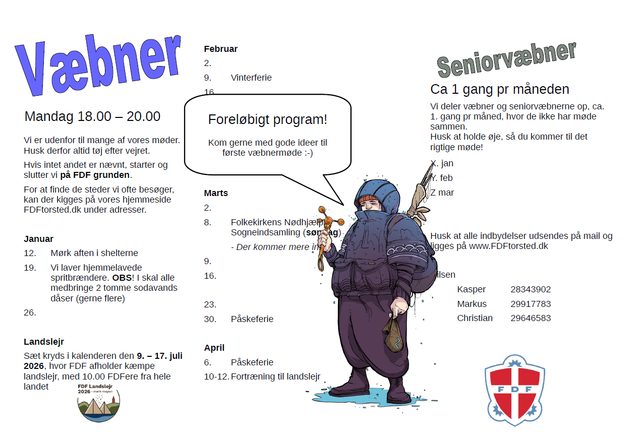 Væbner forår 2026 januar til april FORLØBIG